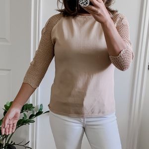 No Brand Crochet Sleeve‎ Earth tone Top. Size S